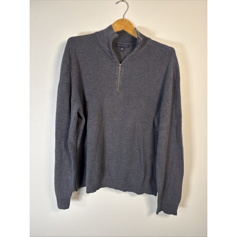 Banana‎ Republic Sweater Mens XL Gray Pullover 1/4 Zip High Neck Long Sleeve